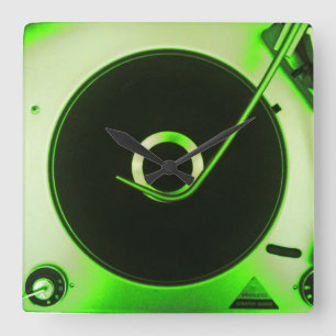 Relógio Quadrado Pulso de disparo retro do jogador gravado de vinil
