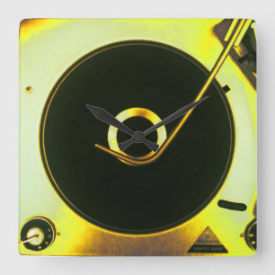 Relógio Quadrado Pulso de disparo retro do jogador gravado de vinil