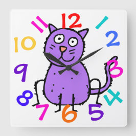 Relógio Quadrado Pulso de disparo roxo bonito do design do gato