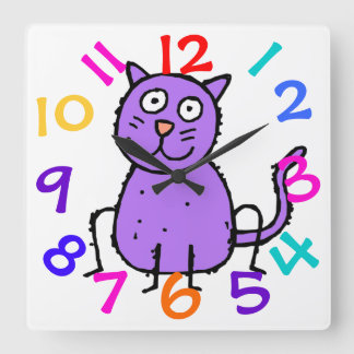Relógio Quadrado Pulso de disparo roxo bonito do design do gato
