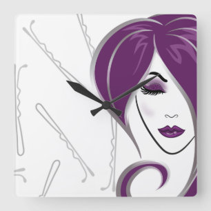 Relógio Quadrado Pulso de disparo roxo do salão de beleza da menin