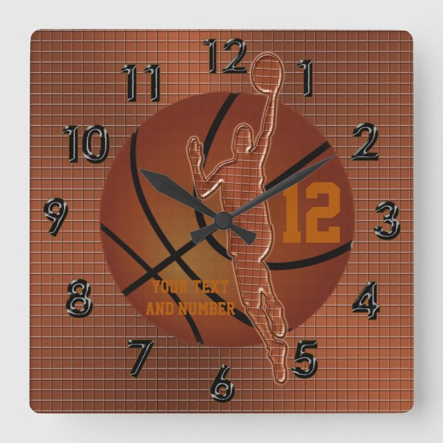 Relógio Quadrado Pulsos de disparo personalizados do basquetebol (Frente)