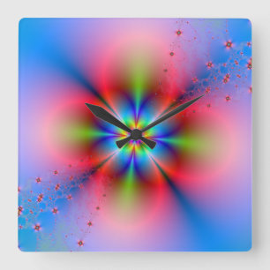 Relógio Quadrado Pulverizador floral cor-de-rosa no pulso de