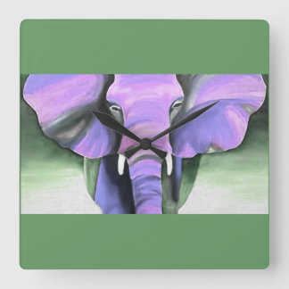 Relógio Quadrado purple elephant clock