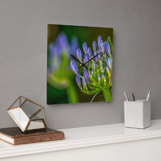 Relógio Quadrado Purple Flower Wall Clock