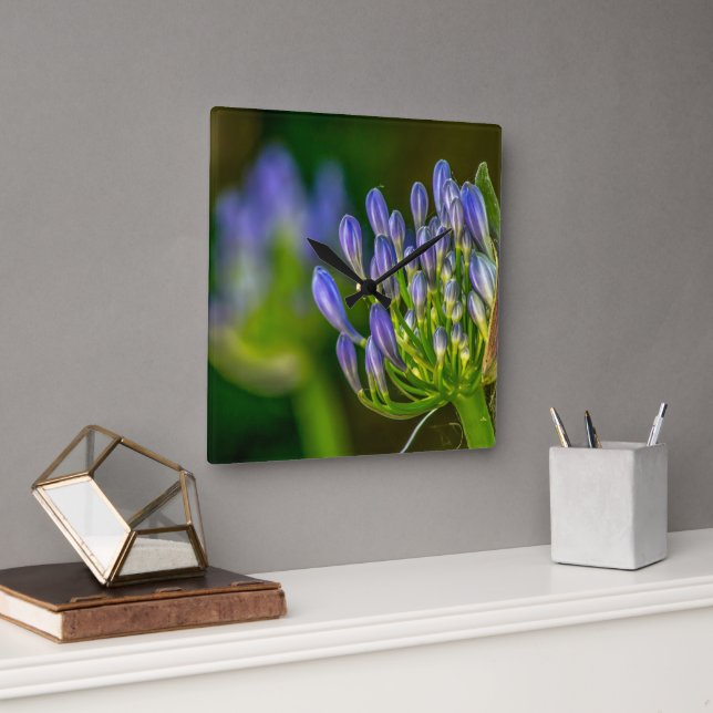 Relógio Quadrado Purple Flower Wall Clock (Escritório)