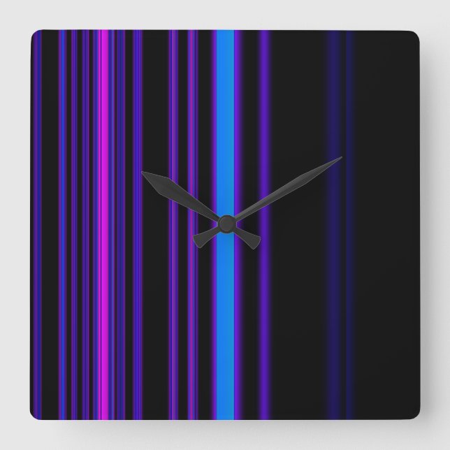 Relógio Quadrado Purple Neon Modern Wall Clocks (Frente)