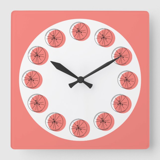 Relógio Quadrado Quadrado do Multi-clock Rosa Citrus (Frente)
