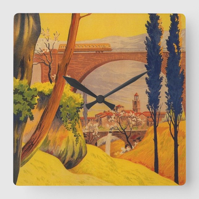 Relógio Quadrado Quadrado francês Wallclock do viagem da estrada de (Frente)