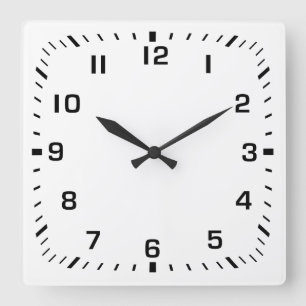 Relógio Quadrado Quadrado Preto Número Faceplate em Branco