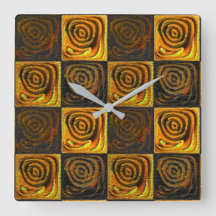 Quadrados amarelados e círculos em mosaico rústico