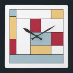 Relógio Quadrado Quadrados de Meio século de Bloco de Cor Amarelo-V<br><div class="desc">Este fabuloso relógio moderno do século médio apresenta blocos coloridos retangulares em azul,  vermelho,  amarelo,  branco e preto. Adicione diversão à sua parede!</div>