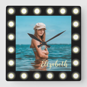 Relógio Quadrado Quadro de Fotografias preto exclusivo no Na moda m