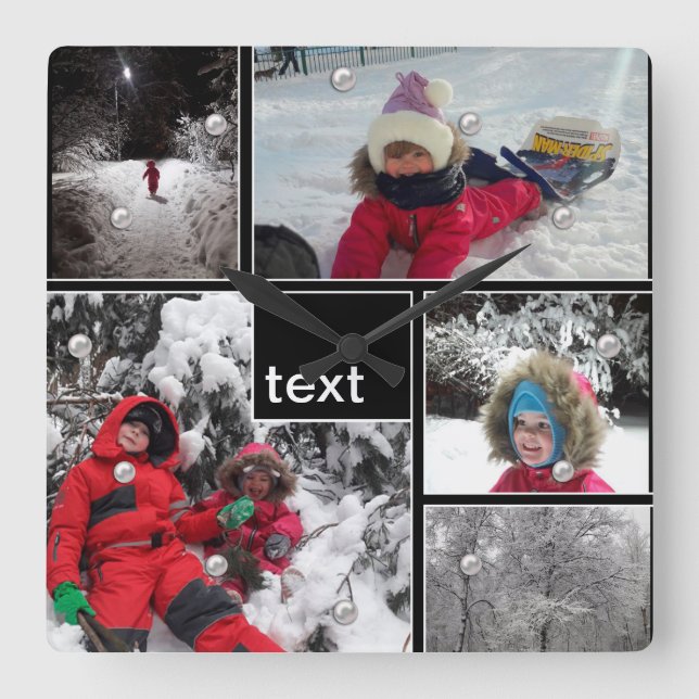 Relógio Quadrado Quadros personalizados de quadrados personalizados (Frente)