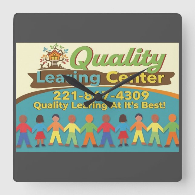 Relógio Quadrado Quality Learing Center Time To Lear Clock (Frente)