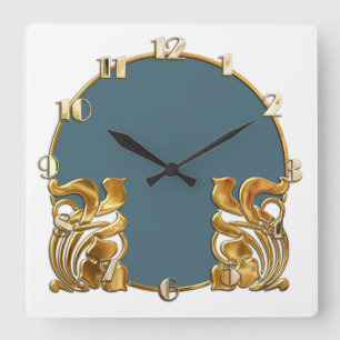 Relógio Quadrado Qualquer cor com o Design Dourado Deco de Arte Bra