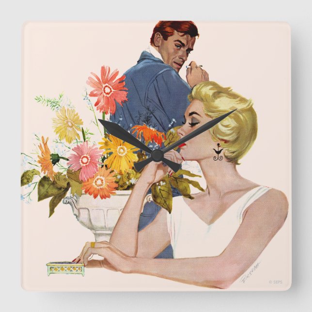 Relógio Quadrado Quarrel de Aniversário (Frente)