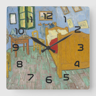 Relógio Quadrado Quarto de Van Gogh em Arles - Clássico Amarelo e A