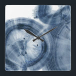 Relógio Quadrado Quasares - Círculos Azuis Cinta<br><div class="desc">Quasares IV por Ethan Harper. Design que usa tons azuis de tinta para criar formas circulares de abstrato.</div>