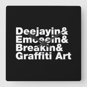 Relógio Quadrado Quatro Elementos de Hip Hop