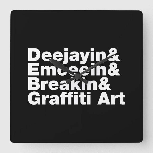 Relógio Quadrado Quatro Elementos de Hip Hop (Frente)