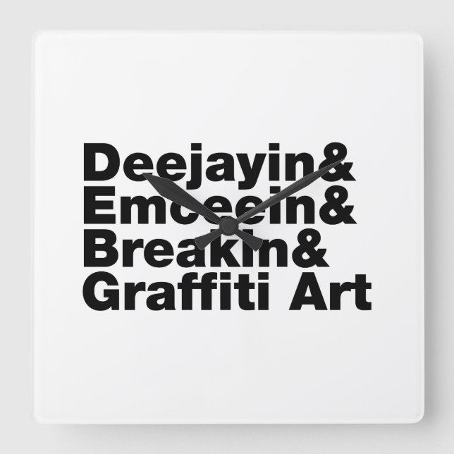 Relógio Quadrado Quatro Elementos de Hip Hop (Frente)