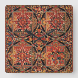 Relógio Quadrado Quatro Mandalas