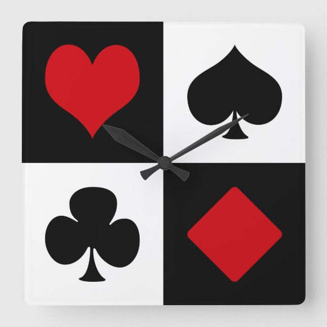 Relógio Quadrado Quatro ternos do cartão (Frente)