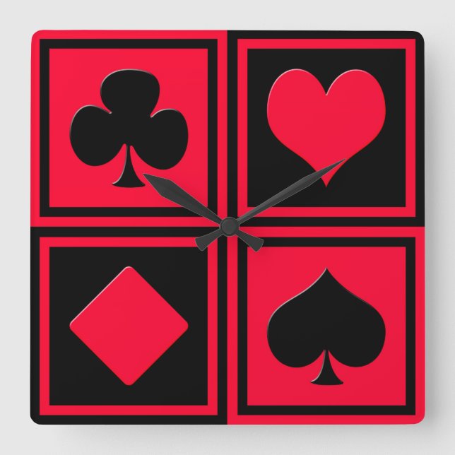Relógio Quadrado Quatro ternos do cartão (Frente)