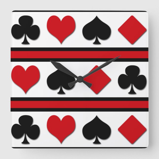 Relógio Quadrado Quatro ternos do cartão (Frente)