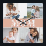 Relógio Quadrado Que bom que te amo, Dia de as mães.<br><div class="desc">Cute I Love You Mamãe Dia de as mães Wall Clock mostra quatro de suas fotos favoritas com o texto "Eu te amo Mãe" na tipografia branca moderna. Elaborado por ©Evco Studio www.zazzle.com/store/evcostudio</div>
