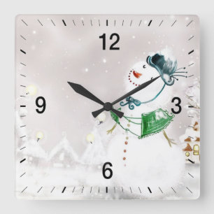 Relógio Quadrado Queda de neve no Natal 1