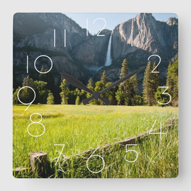 Relógio Quadrado Quedas do Yosemite Superior (Frente)