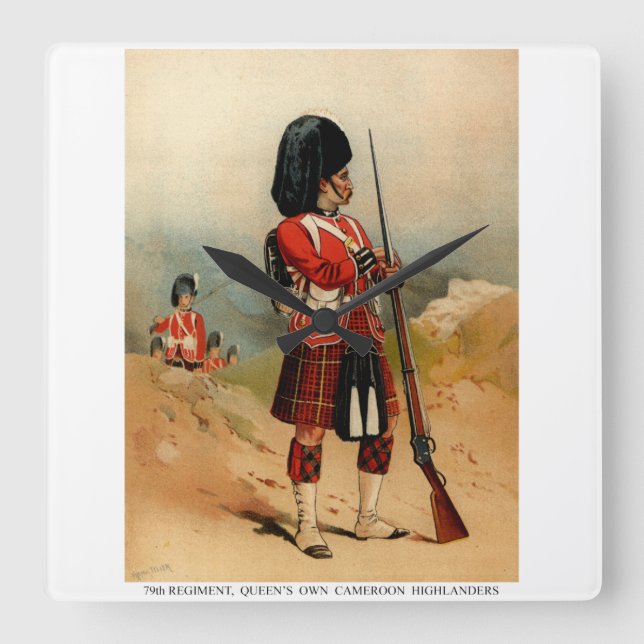 Relógio Quadrado Queens Camarões Highlanders (Frente)