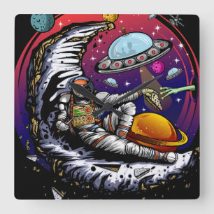 Relógio Quadrado Queijo Moon Space