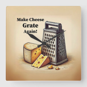 Relógio Quadrado Queijo político hilário