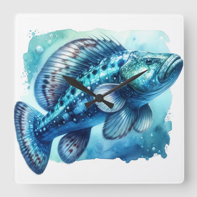 Relógio Quadrado Quetzalcoatlus Flight - Watercolor (Frente)