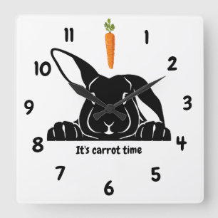 Relógio Quadrado Rabbit Carrot Wall Clock