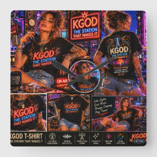 Relógio Quadrado Rádio KGOD Late Night