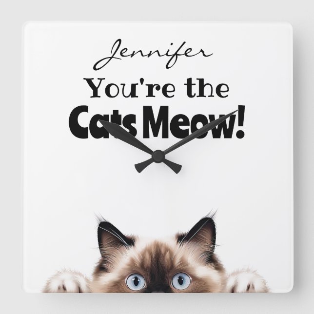 Relógio Quadrado Ragdoll Gato Clock (Frente)