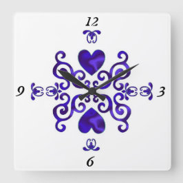 Relógio Quadrado Rainbow Lily e Heart