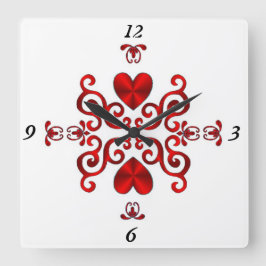 Relógio Quadrado Rainbow Lily e Heart