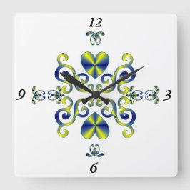 Relógio Quadrado Rainbow Lily e Heart