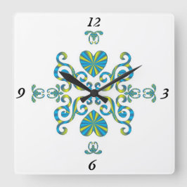 Relógio Quadrado Rainbow Lily e Heart