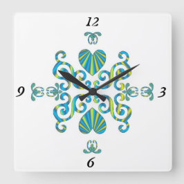 Relógio Quadrado Rainbow Lily e Heart