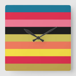 Relógio Quadrado Rainbow Waterfall Stripes