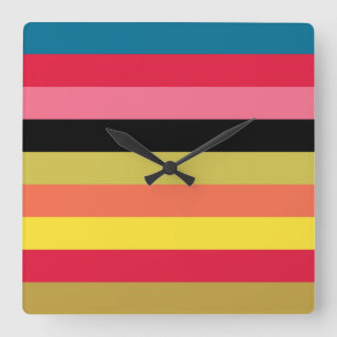 Relógio Quadrado Rainbow Waterfall Stripes