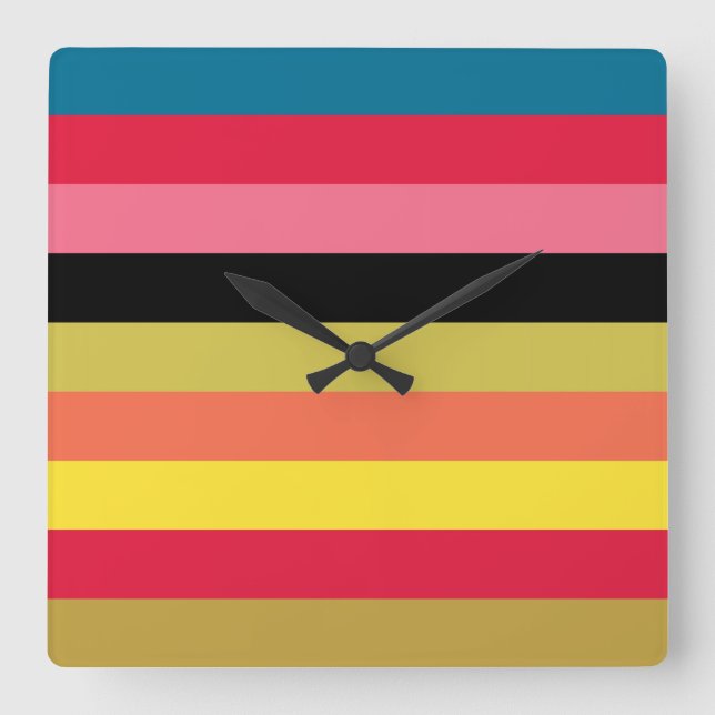 Relógio Quadrado Rainbow Waterfall Stripes (Frente)