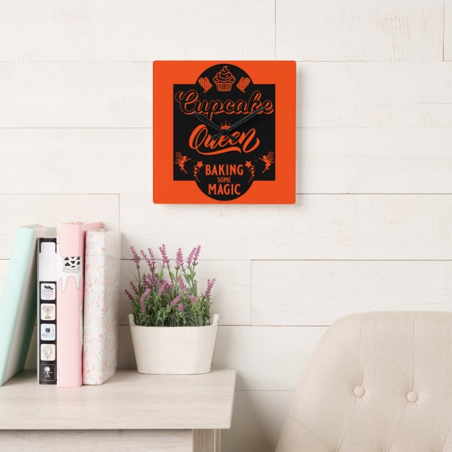 Relógio Quadrado Rainha cupcake (Sala de leitura)