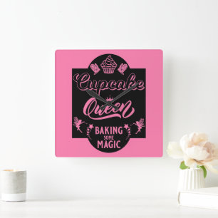 Relógio Quadrado Rainha cupcake